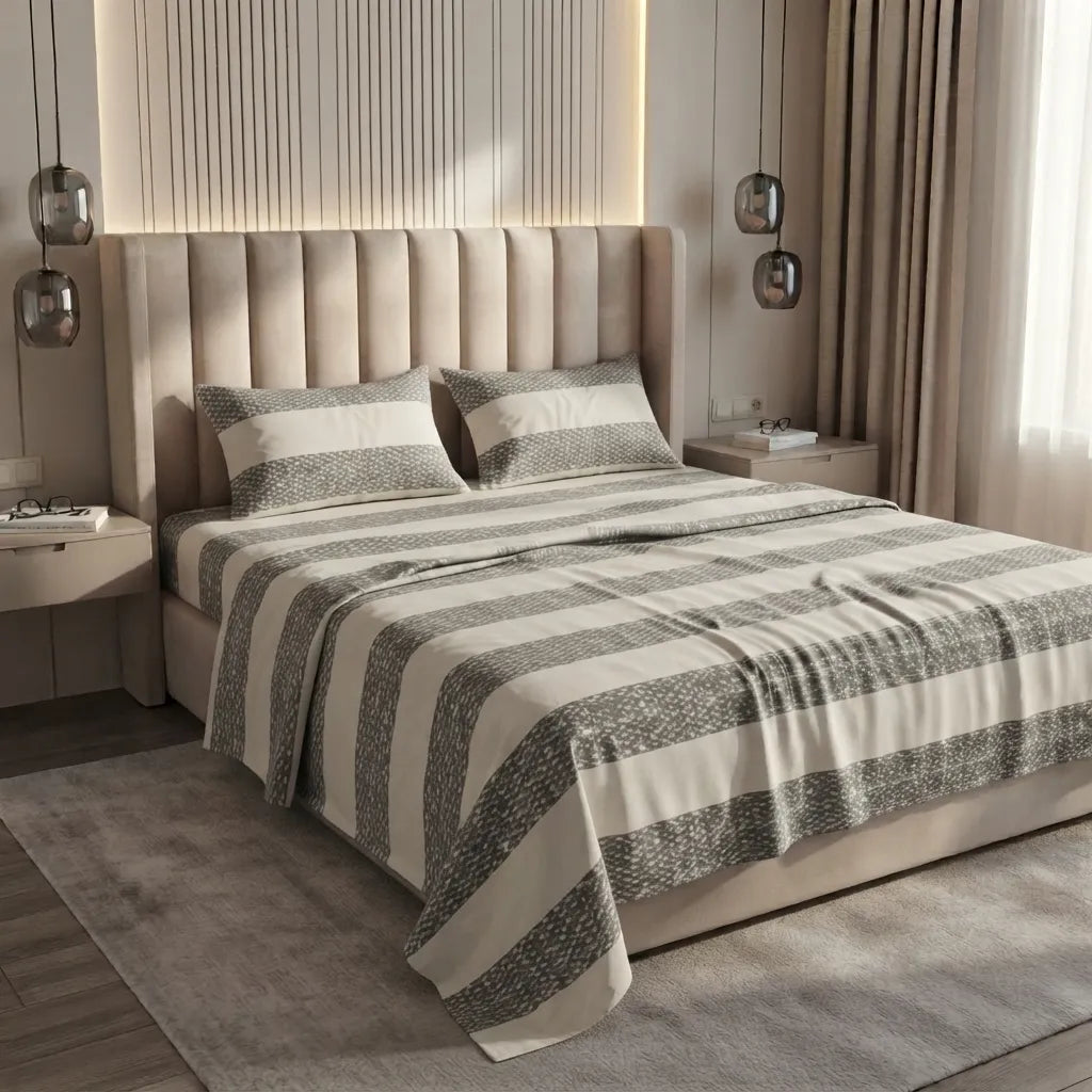 Printed Bedsheet DoubleBed 100% Cotton by Pinsstripe