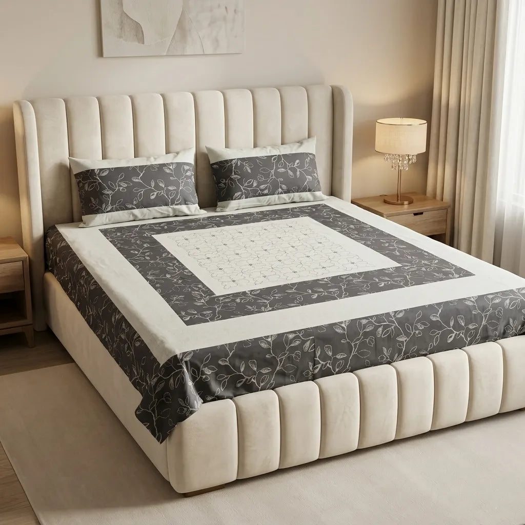 Patched Bedsheet by Pinsstripe– For Double Bed-100% Cotton