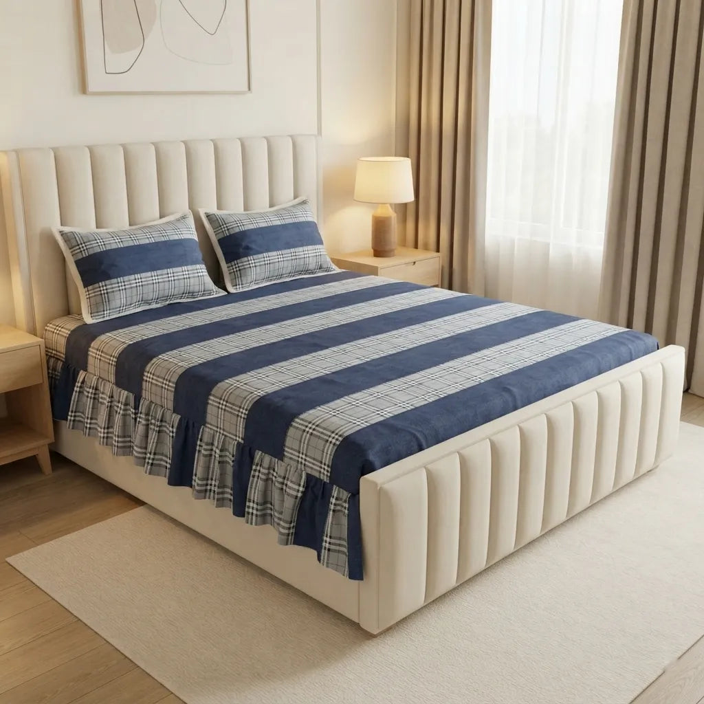 Patched Bedsheet by Pinsstripe– For Double Bed-100% Cotton