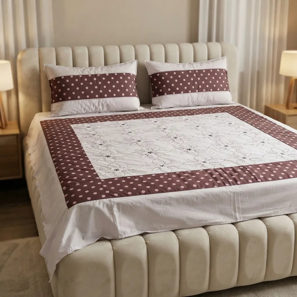 Patched Bedsheet by Pinsstripe– For Double Bed-100% Cotton