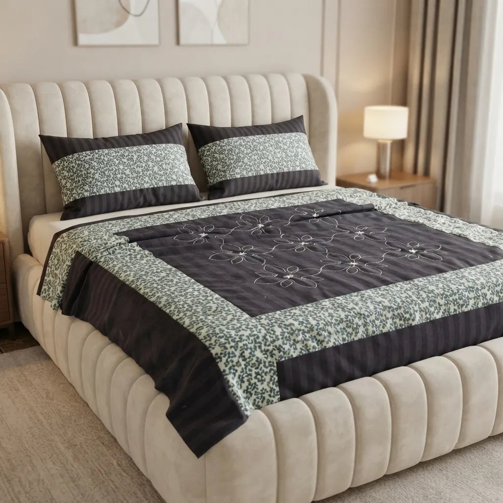 Patched Bedsheet by Pinsstripe– For Double Bed-100% Cotton