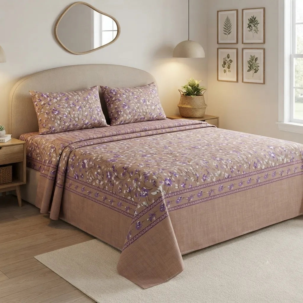 Printed Bedsheet DoubleBed 100% Cotton by Pinsstripe