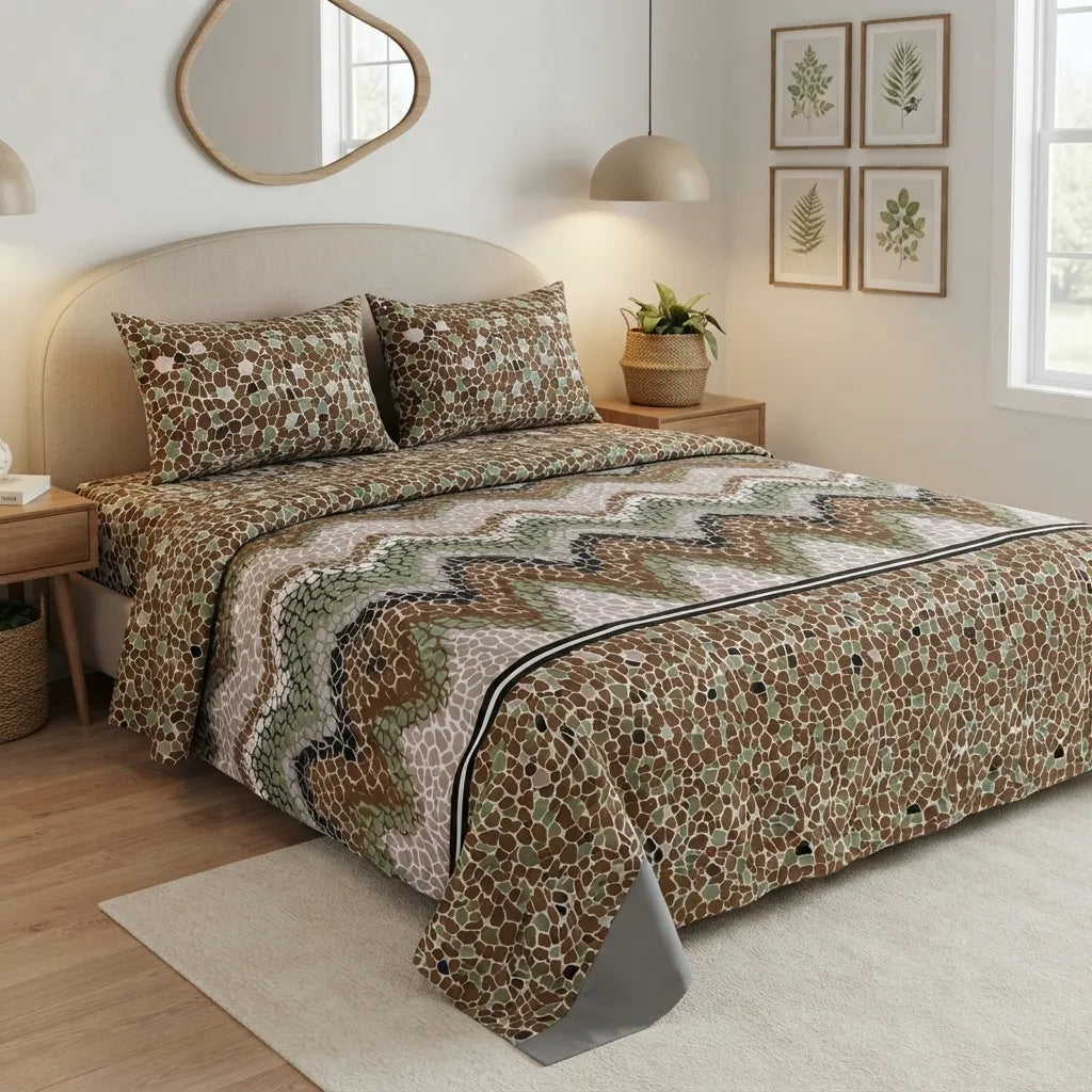 Printed Bedsheet DoubleBed 100% Cotton by Pinsstripe