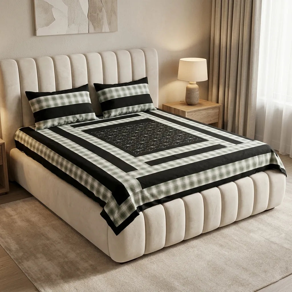 Patched Bedsheet by Pinsstripe– For Double Bed-100% Cotton