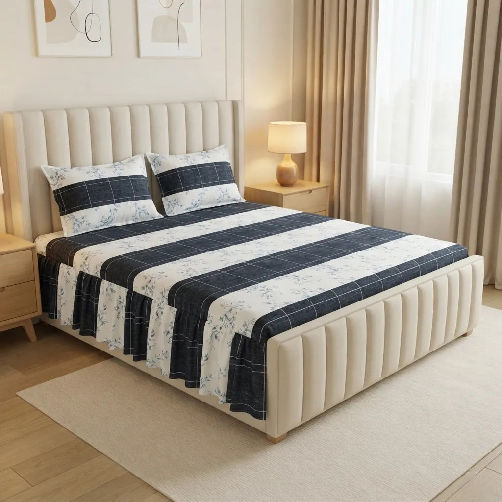 Patched Bedsheet by Pinsstripe– For Double Bed-100% Cotton