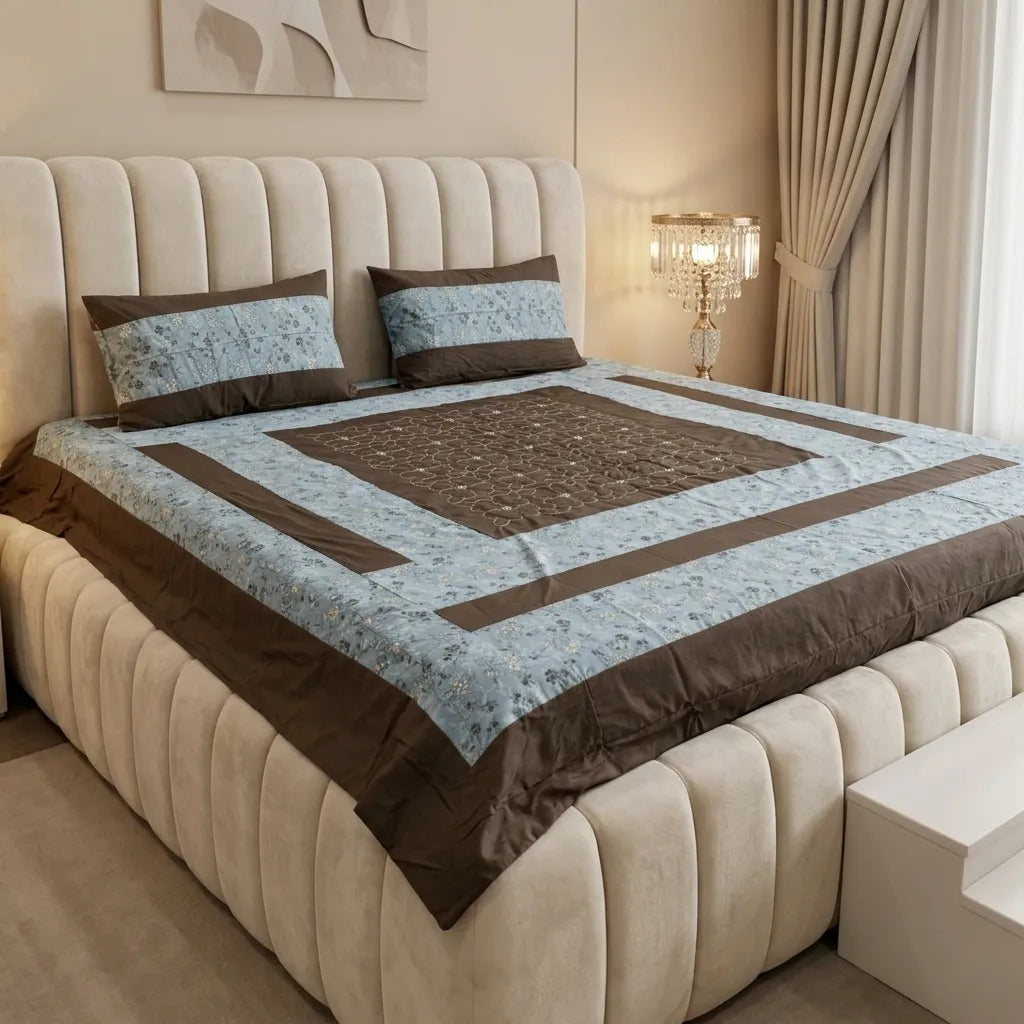 Patched Bedsheet by Pinsstripe– For Double Bed-100% Cotton