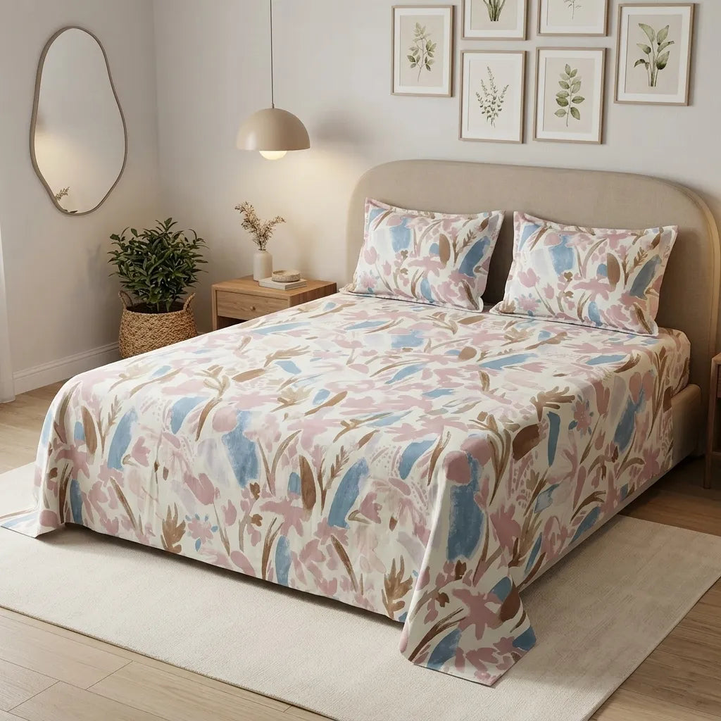 Printed Bedsheet DoubleBed 100% Cotton by Pinsstripe