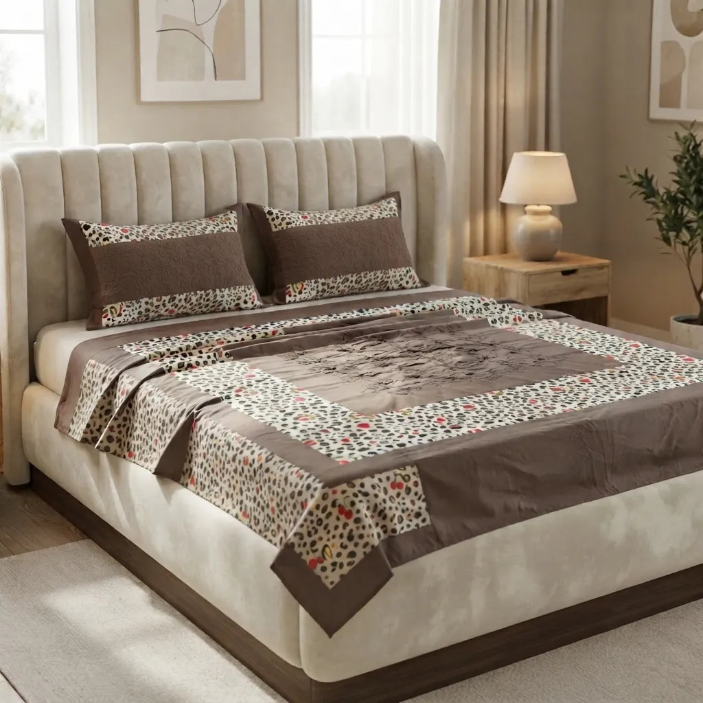 Patched Bedsheet by Pinsstripe– For Double Bed-100% Cotton