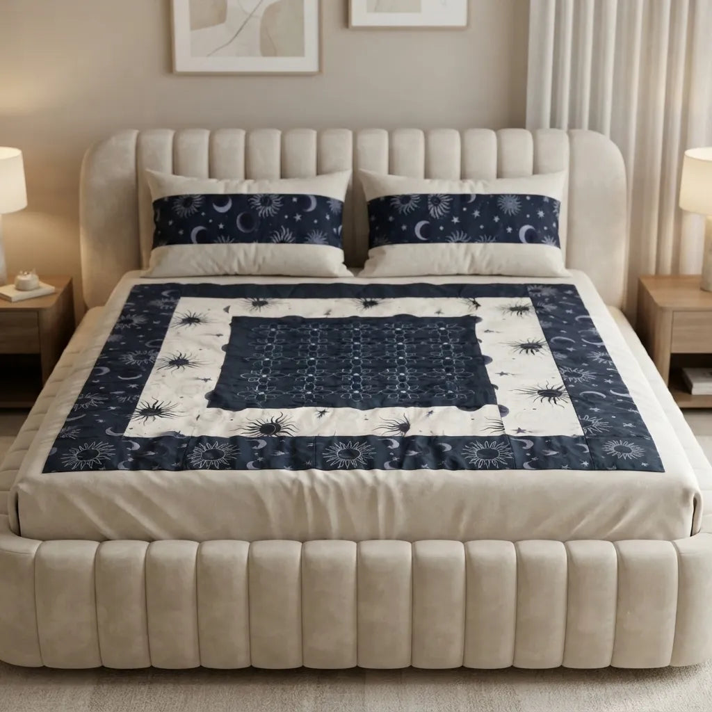 Patched Bedsheet by Pinsstripe– For Double Bed-100% Cotton