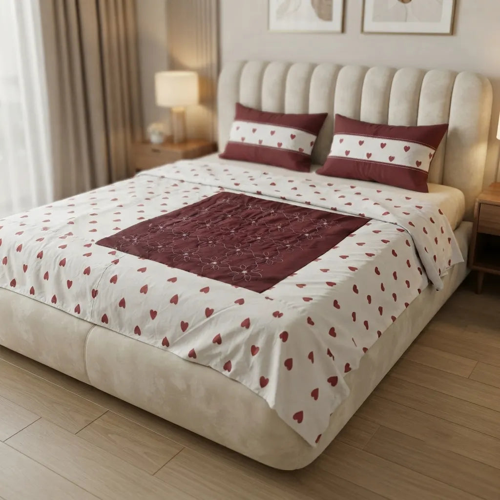 Patched Bedsheet by Pinsstripe– For Double Bed-100% Cotton