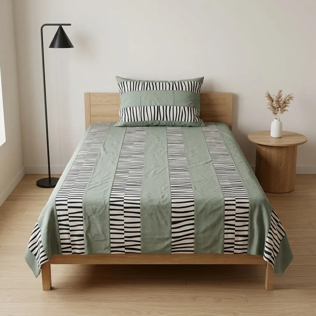 Patched Bedsheet by Pinsstripe – Single Bed, 100% Cotton