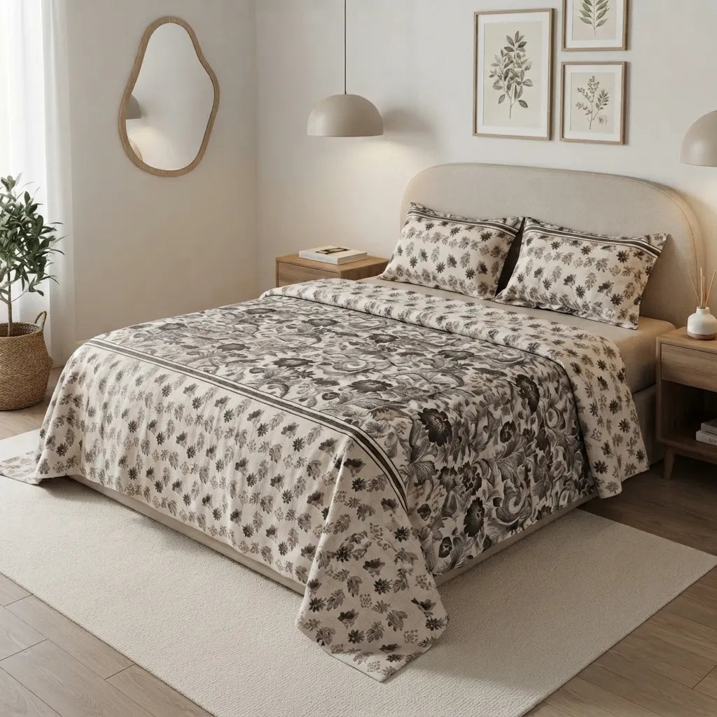Printed Bedsheet DoubleBed 100% Cotton by Pinsstripe