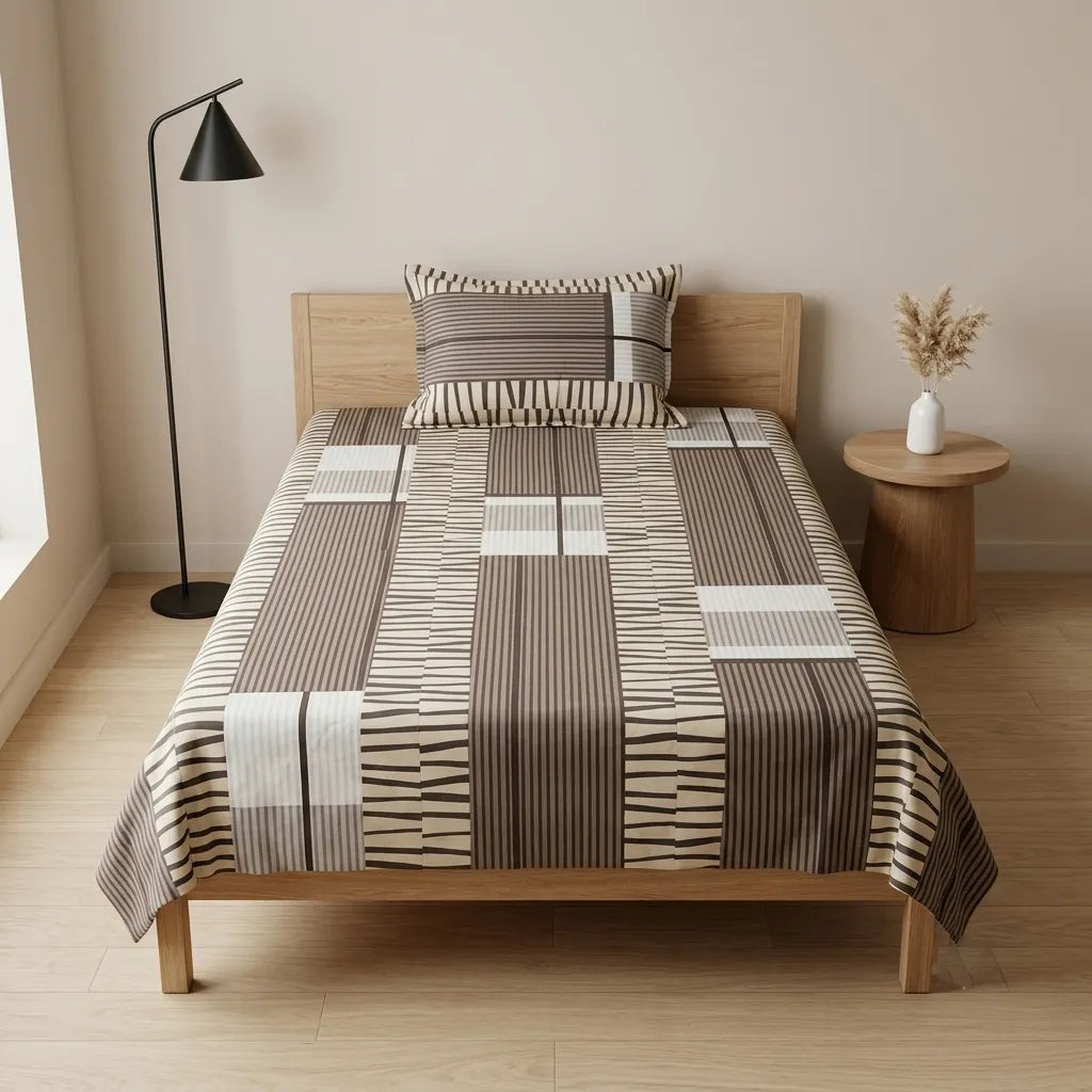 Patched Bedsheet by Pinsstripe – Single Bed, 100% Cotton