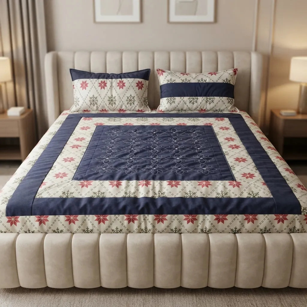 Patched Bedsheet by Pinsstripe– For Double Bed-100% Cotton