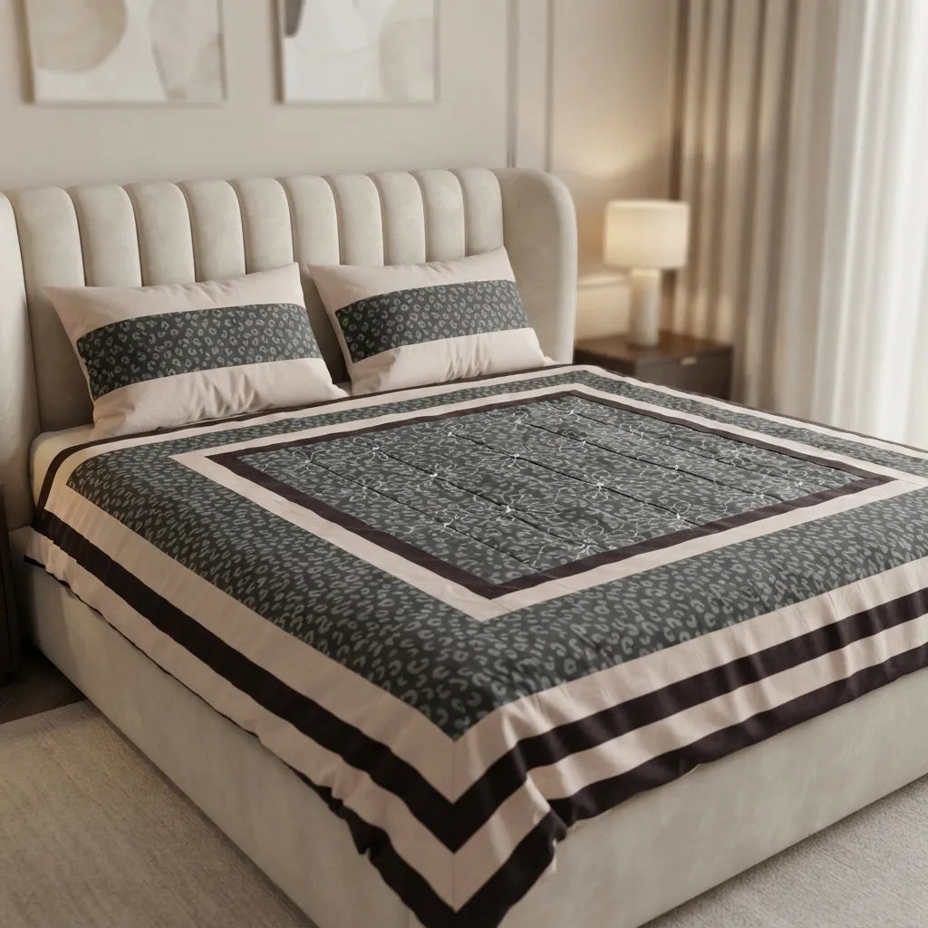 Patched Bedsheet by Pinsstripe– For Double Bed-100% Cotton