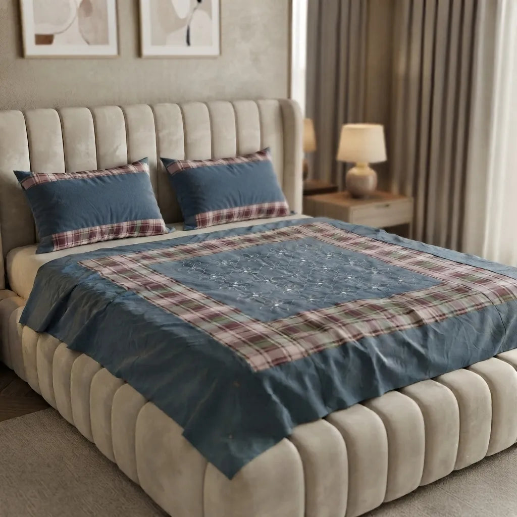 Patched Bedsheet by Pinsstripe– For Double Bed-100% Cotton