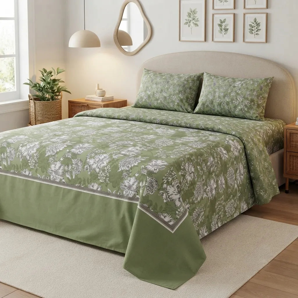 Printed Bedsheet DoubleBed 100% Cotton by Pinsstripe