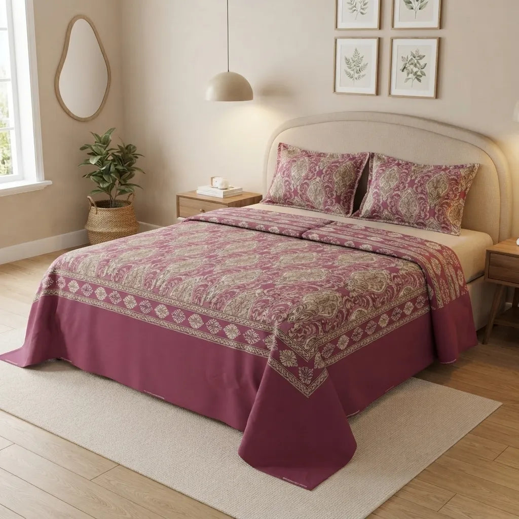 Printed Bedsheet DoubleBed 100% Cotton by Pinsstripe