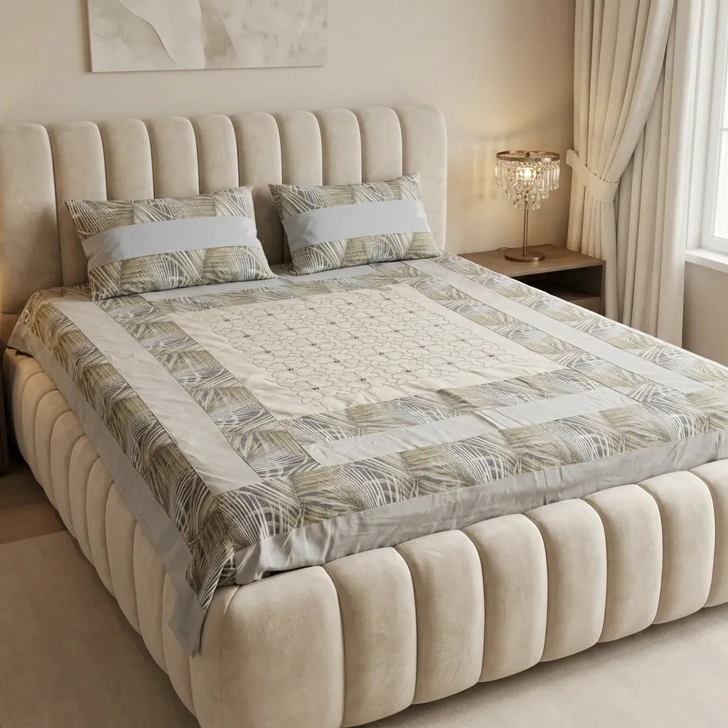 Patched Bedsheet by Pinsstripe– For Double Bed-100% Cotton