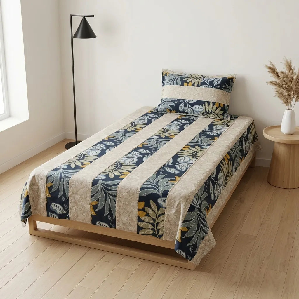 Patched Bedsheet by Pinsstripe – Single Bed, 100% Cotton