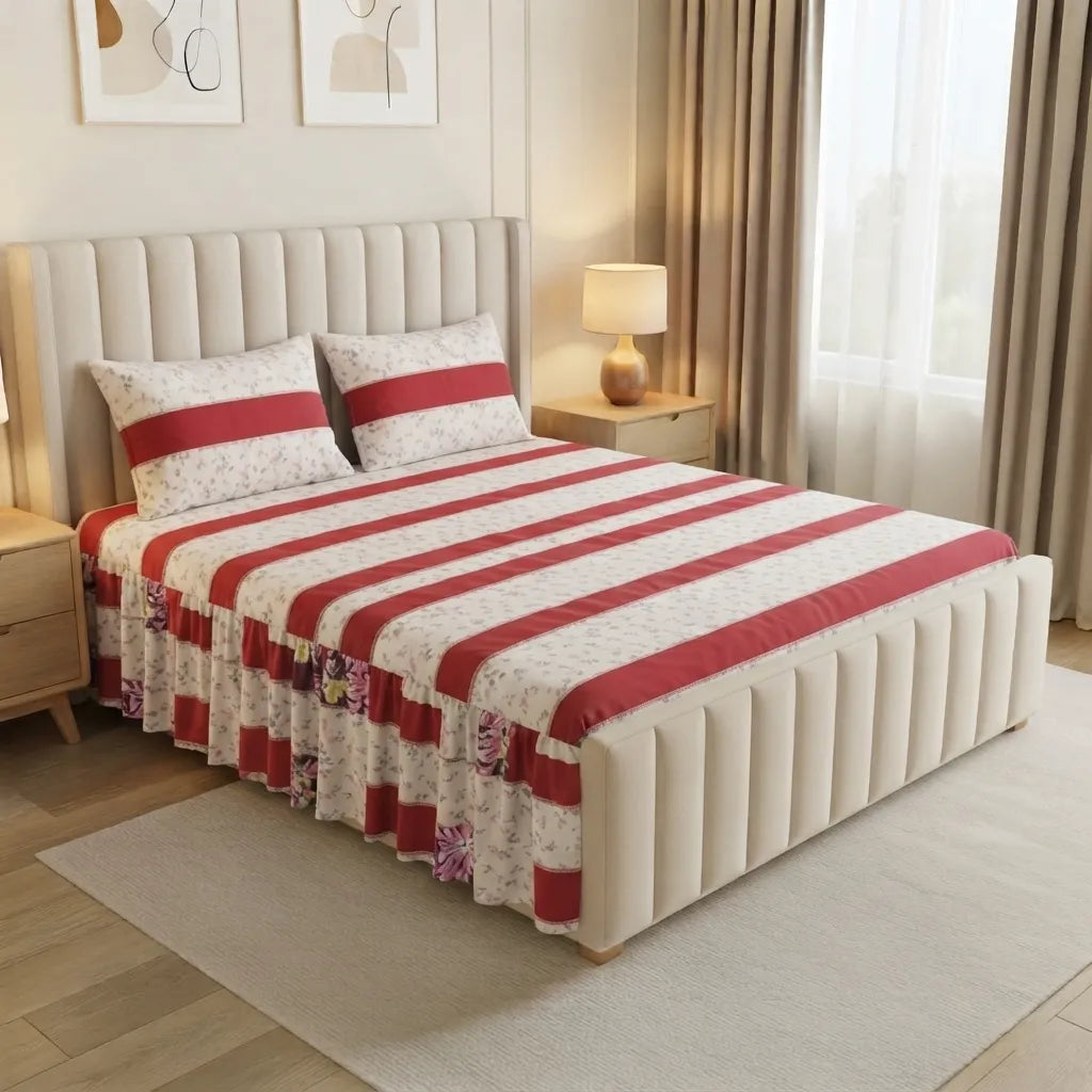 Patched Bedsheet by Pinsstripe– For Double Bed-100% Cotton