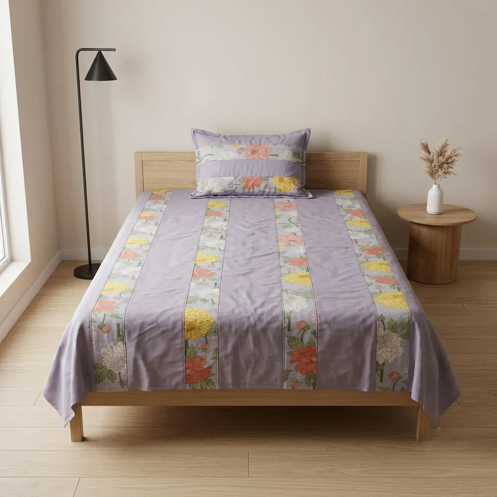 Patched Bedsheet by Pinsstripe – Single Bed, 100% Cotton