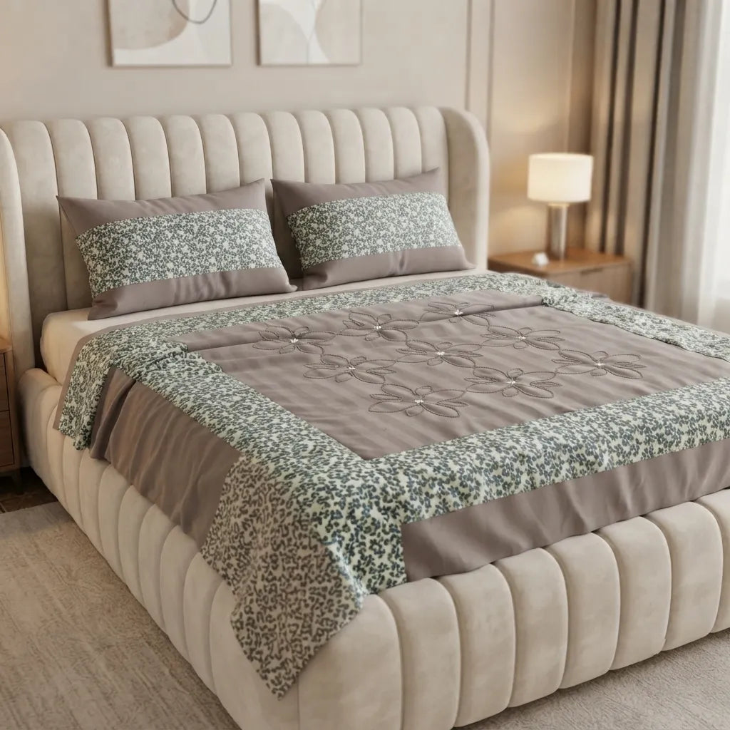 Patched Bedsheet by Pinsstripe– For Double Bed-100% Cotton