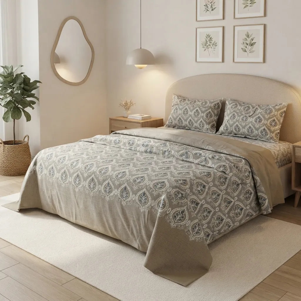 Printed Bedsheet DoubleBed 100% Cotton by Pinsstripe