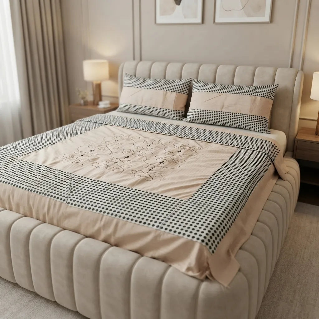 Patched Bedsheet by Pinsstripe– For Double Bed-100% Cotton