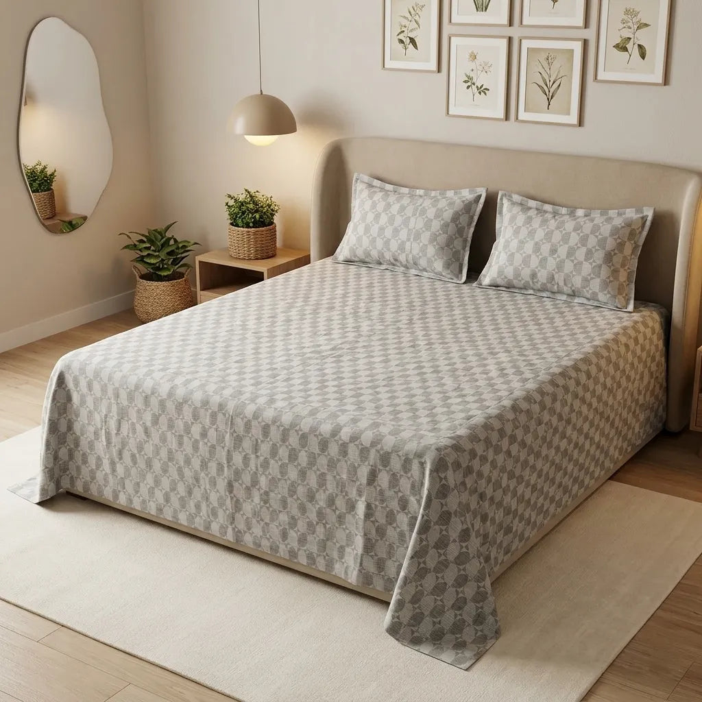 Printed Bedsheet DoubleBed 100% Cotton by Pinsstripe