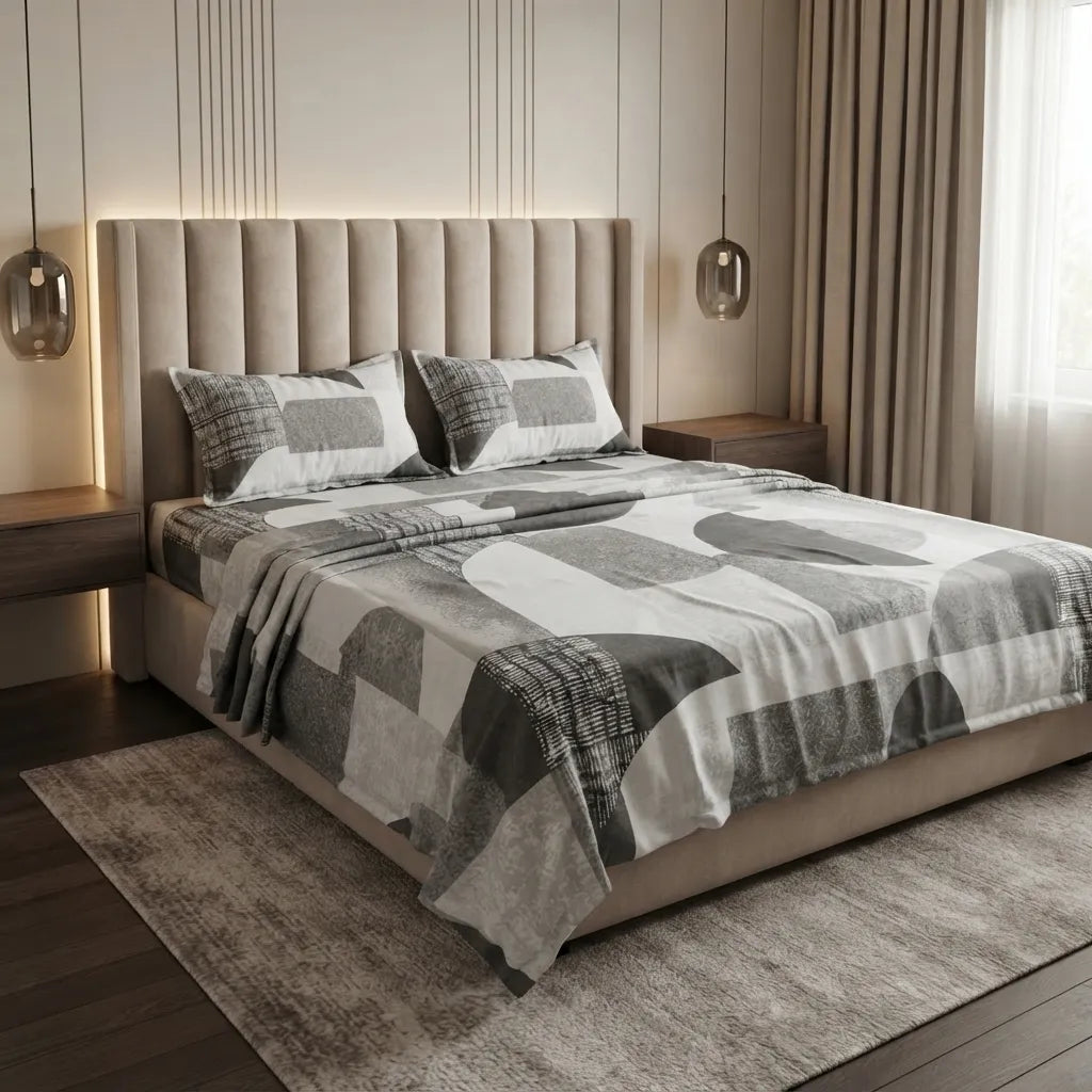 Printed Bedsheet DoubleBed 100% Cotton by Pinsstripe