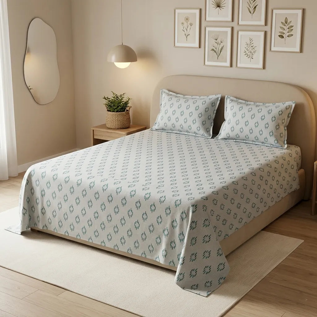 Printed Bedsheet DoubleBed 100% Cotton by Pinsstripe