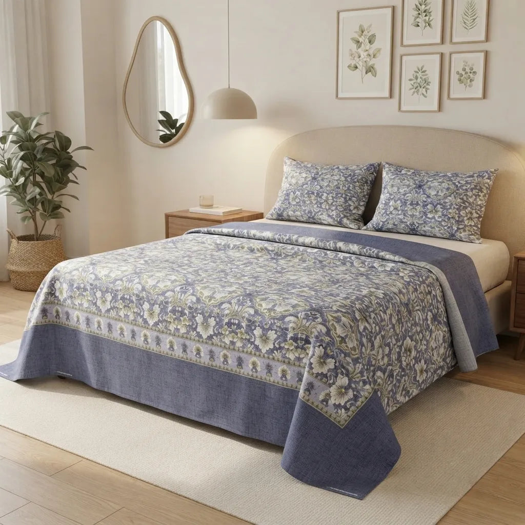 Printed Bedsheet DoubleBed 100% Cotton by Pinsstripe
