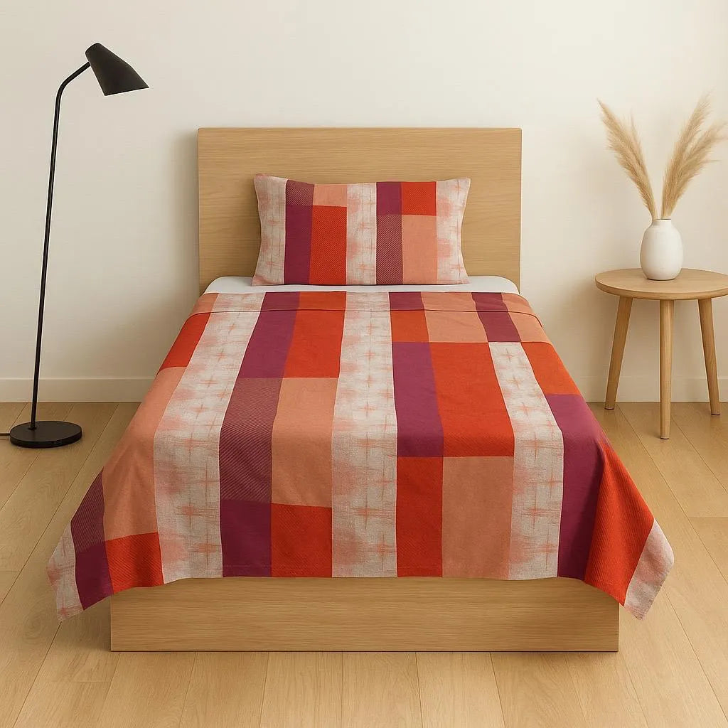 Patched Bedsheet by Pinsstripe – Single Bed, 100% Cotton