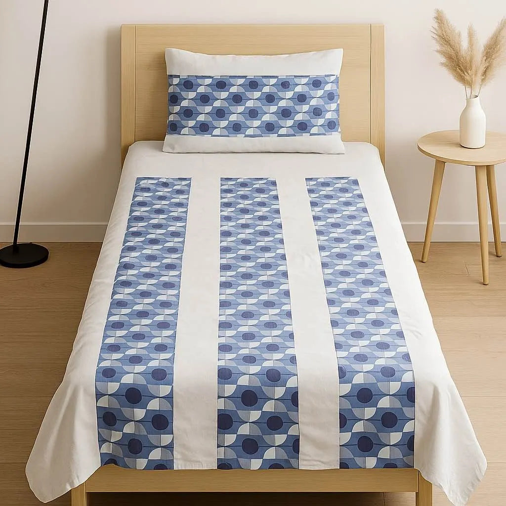 Patched Bedsheet by Pinsstripe – Single Bed, 100% Cotton