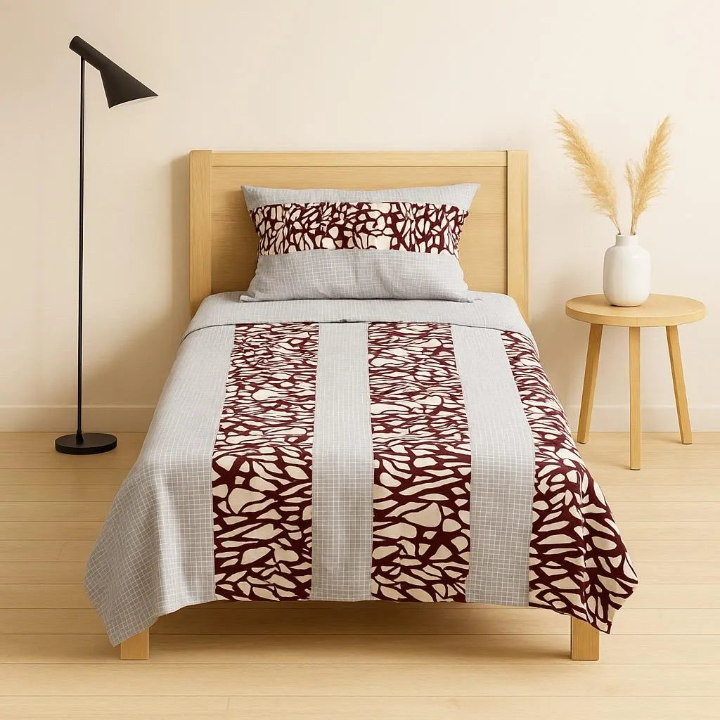 Patched Bedsheet by Pinsstripe – Single Bed, 100% Cotton