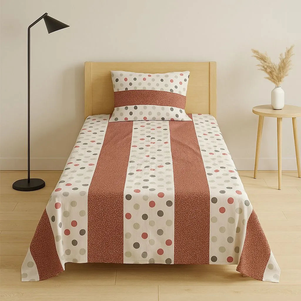 Patched Bedsheet by Pinsstripe – Single Bed, 100% Cotton