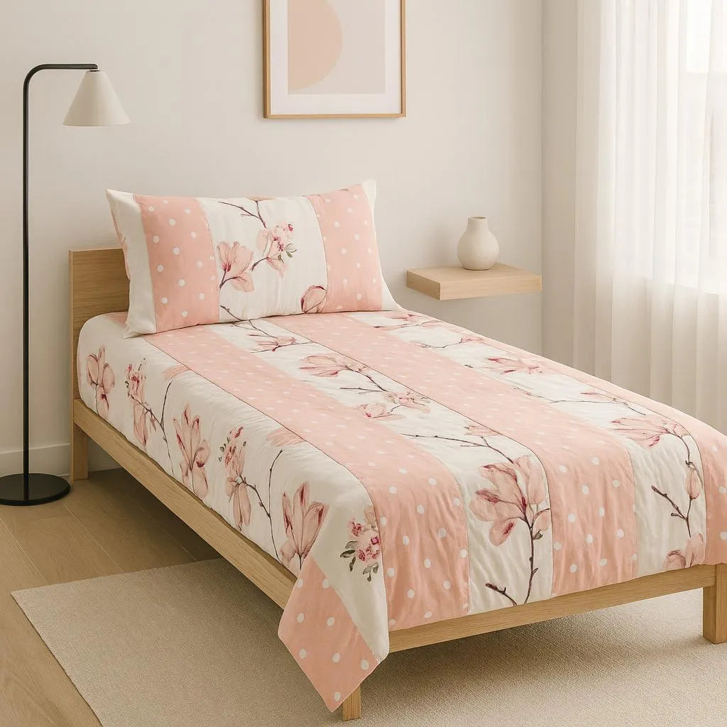 Patched Bedsheet by Pinsstripe – Single Bed, 100% Cotton