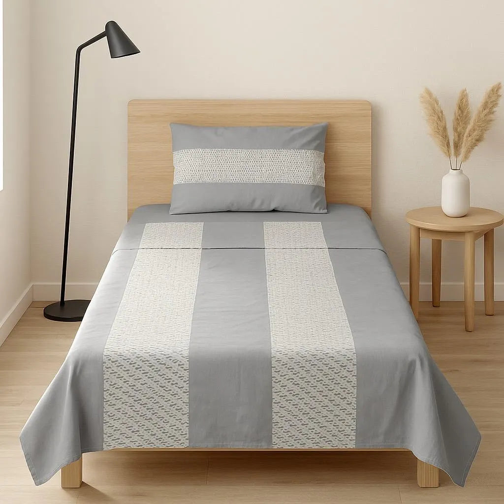 Patched Bedsheet by Pinsstripe – Single Bed, 100% Cotton