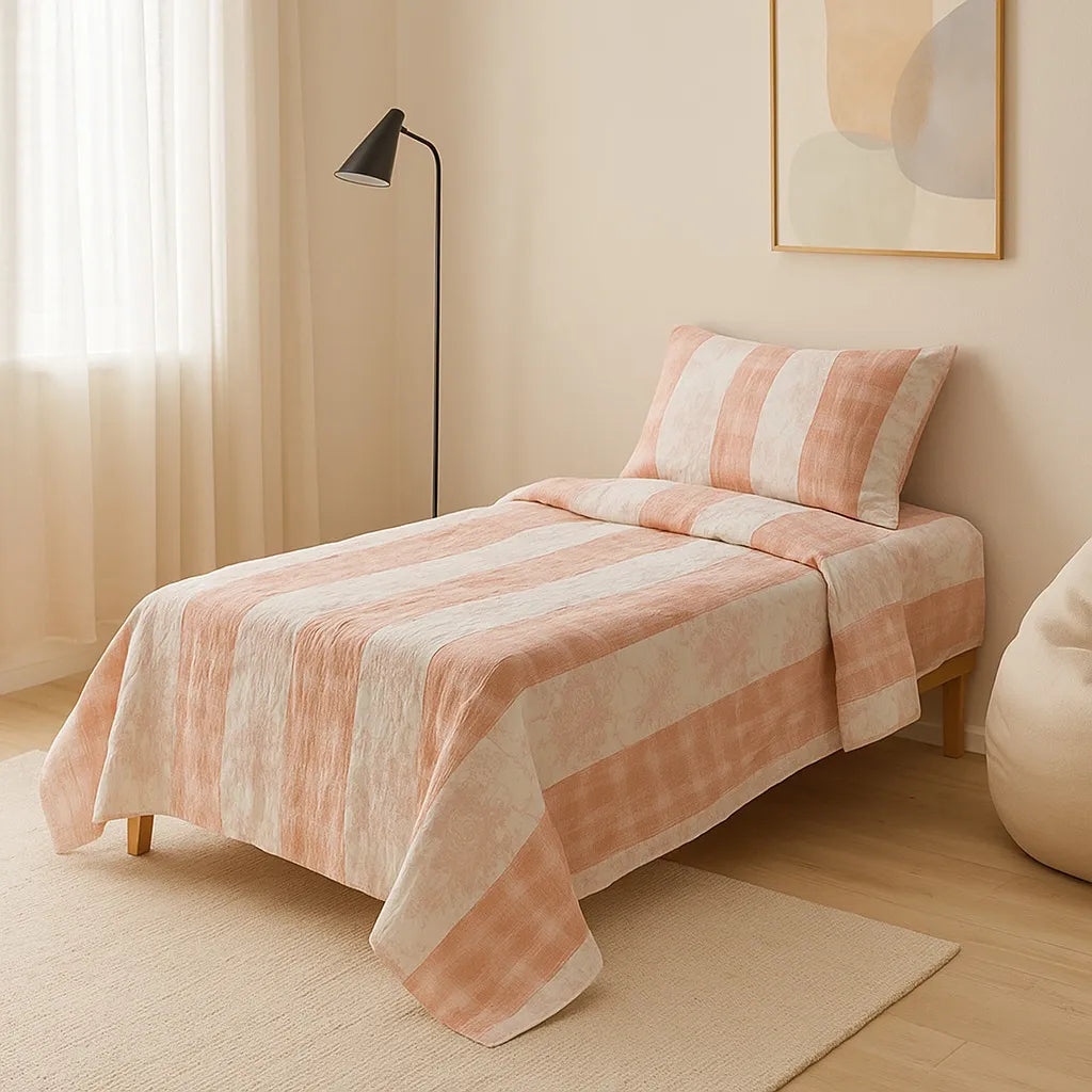 Patched Bedsheet by Pinsstripe – Single Bed, 100% Cotton