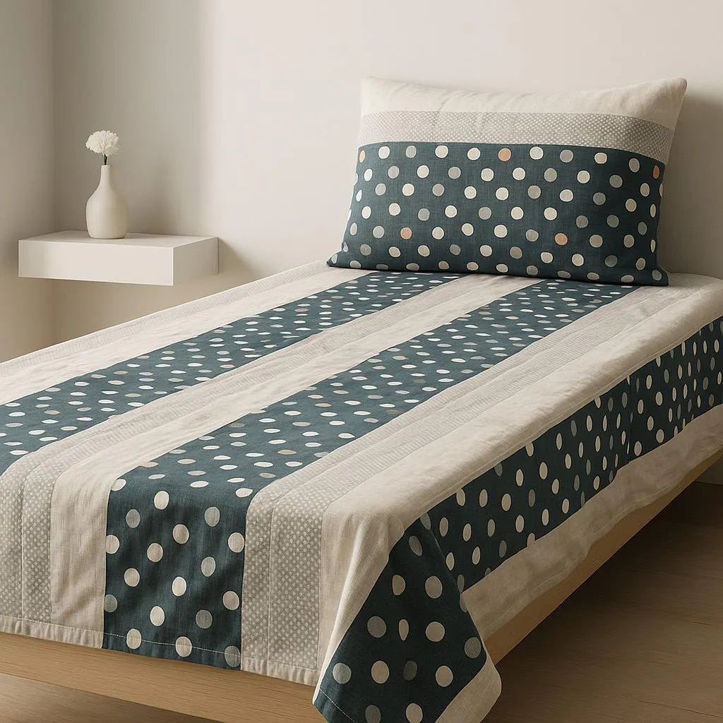 Patched Bedsheet by Pinsstripe – Single Bed, 100% Cotton