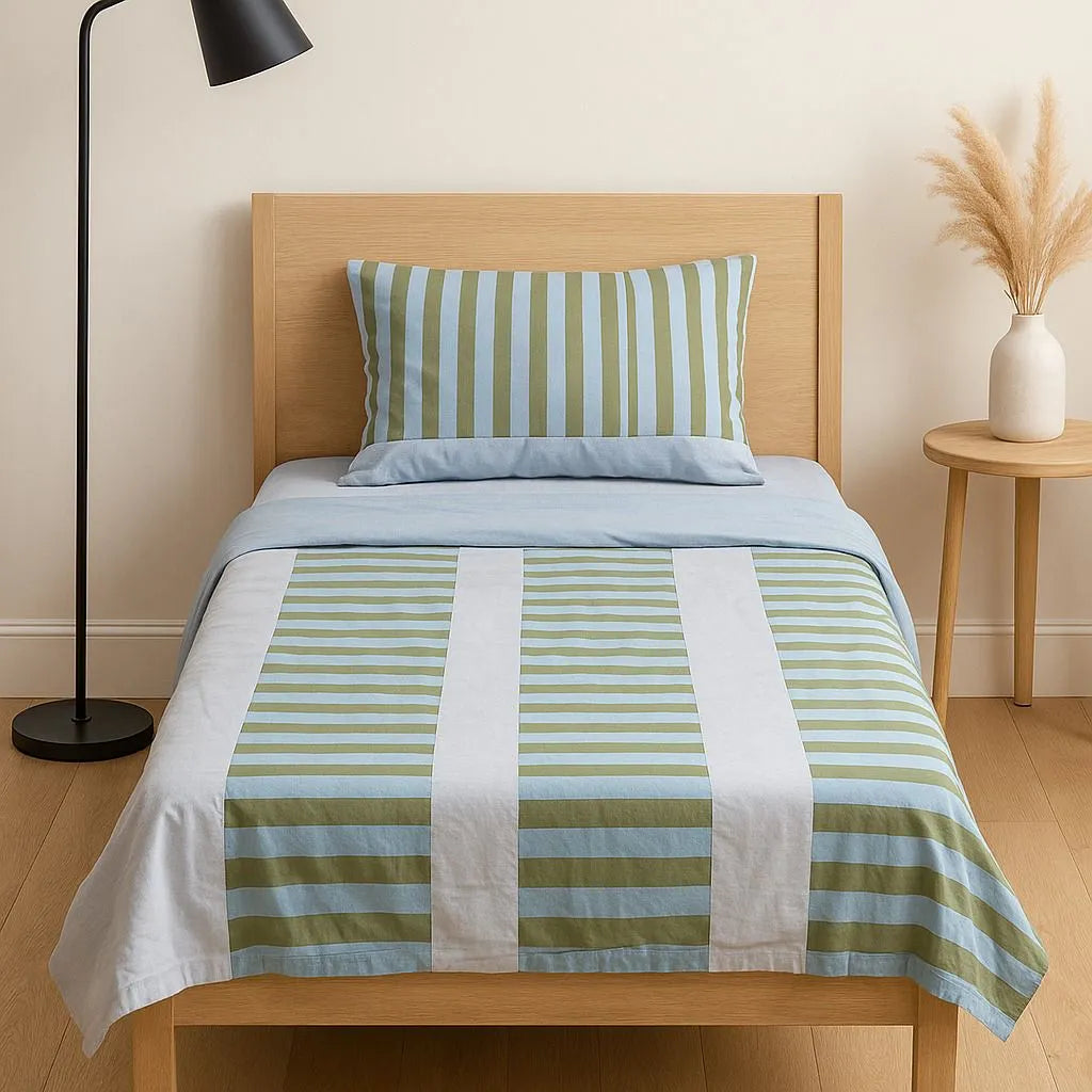 Patched Bedsheet by Pinsstripe – Single Bed, 100% Cotton