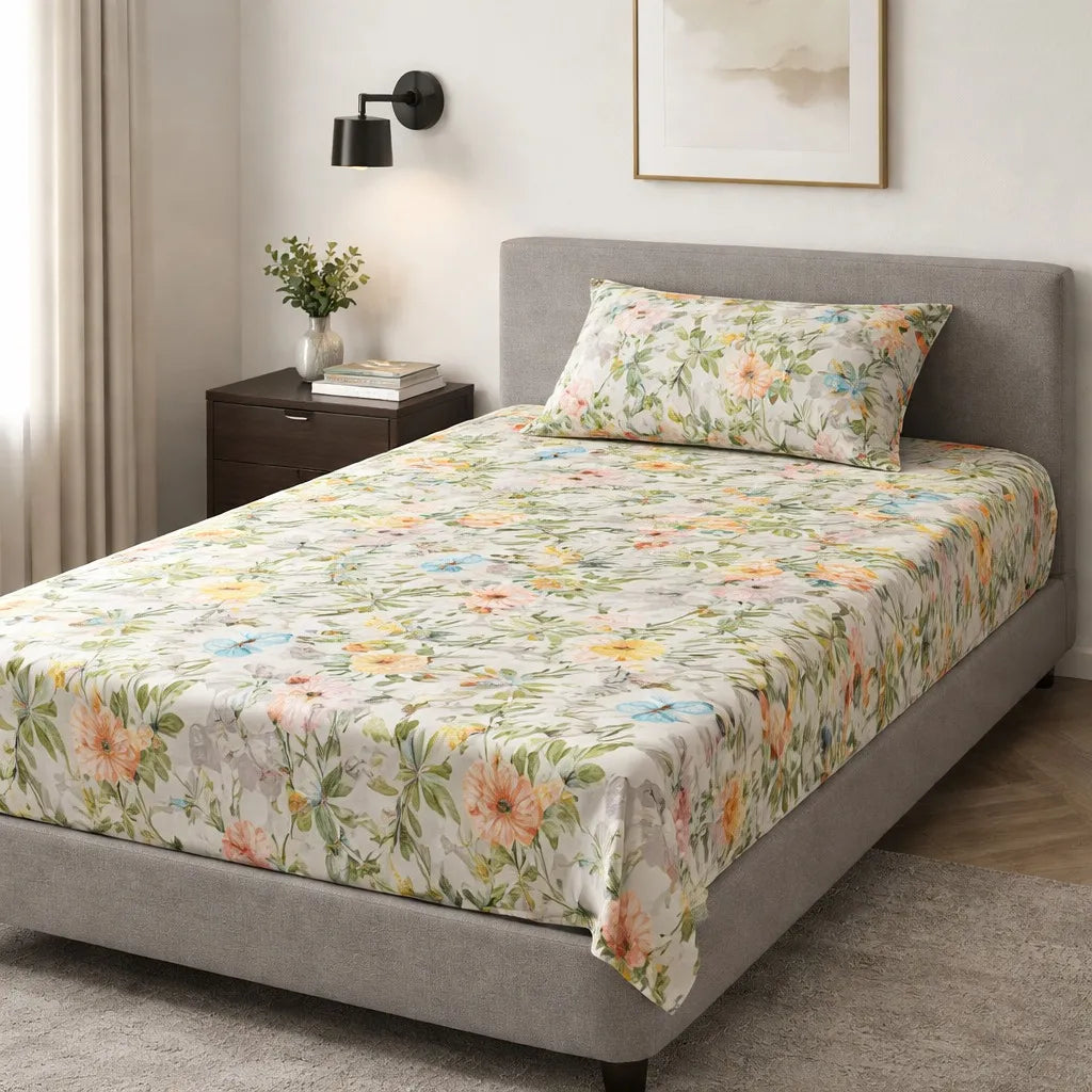 Pinsstripe Printed Bedsheet – Single Bed, 100% Cotton