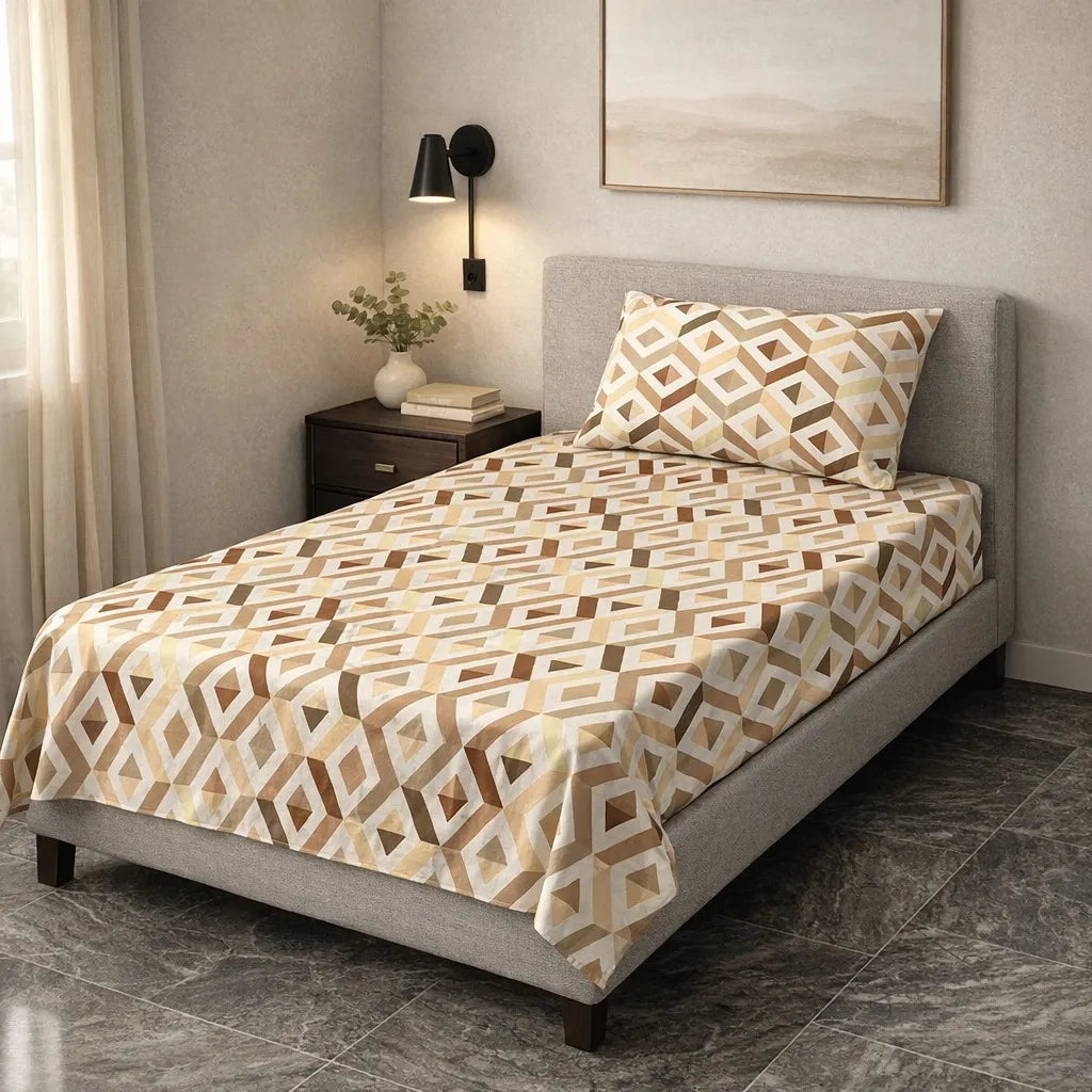 Pinsstripe Printed Bedsheet – Single Bed, 100% Cotton