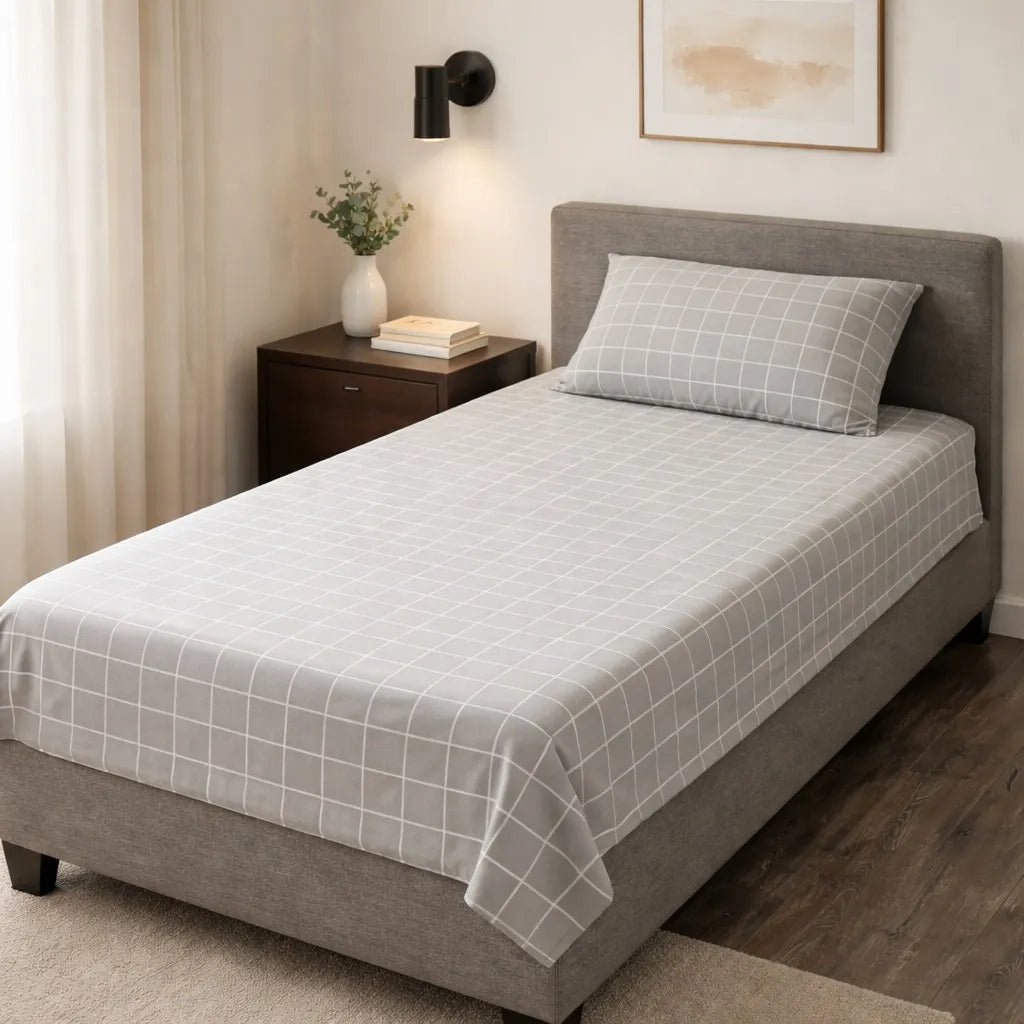Pinsstripe Printed Bedsheet – Single Bed, 100% Cotton