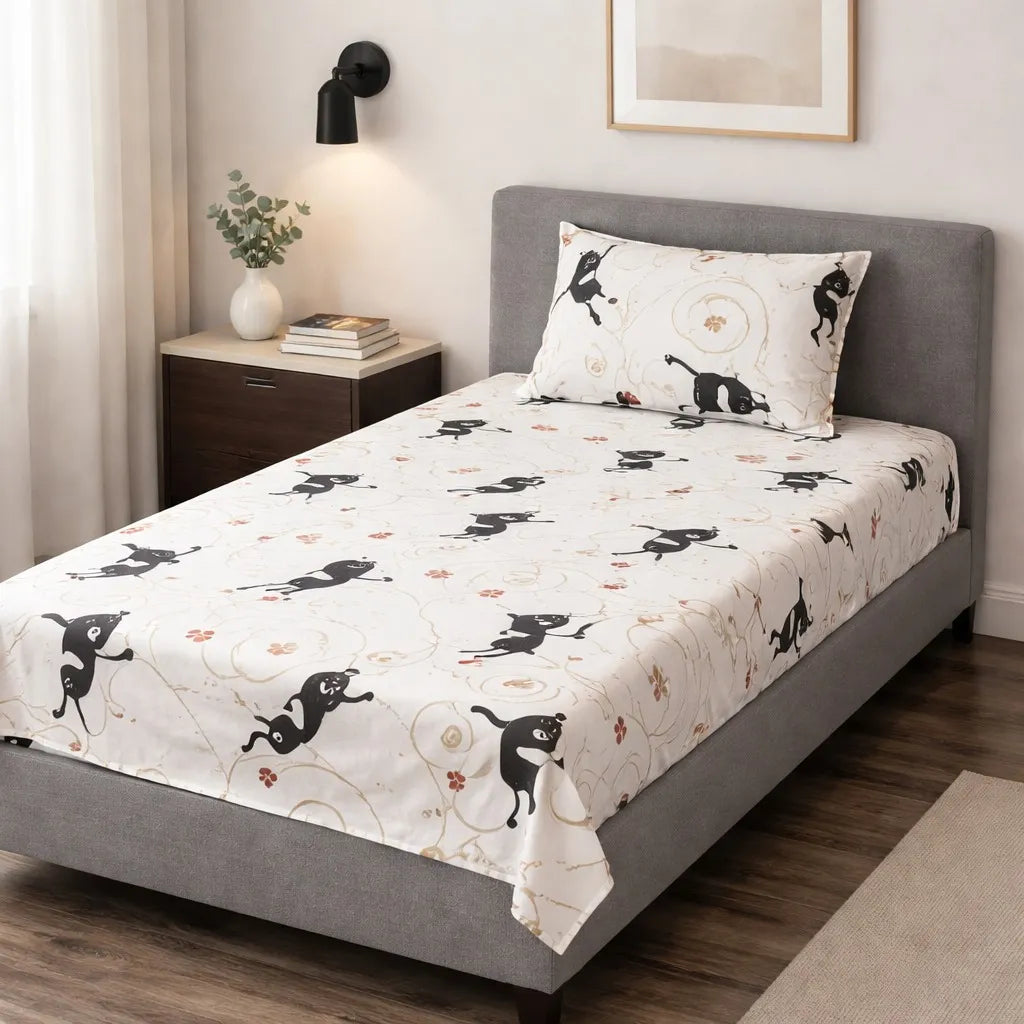 Pinsstripe Printed Bedsheet – Single Bed, 100% Cotton