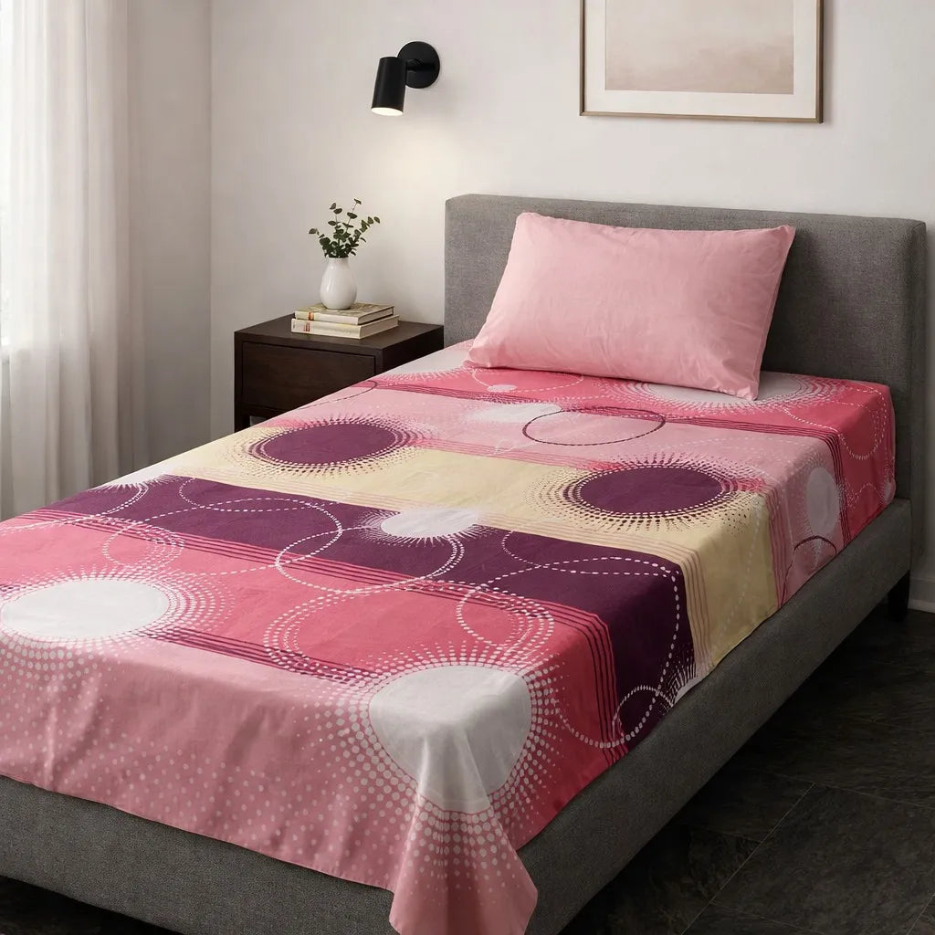 Pinsstripe Printed Bedsheet – Single Bed, 100% Cotton