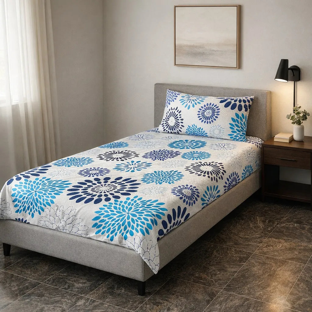 Pinsstripe Printed Bedsheet – Single Bed, 100% Cotton