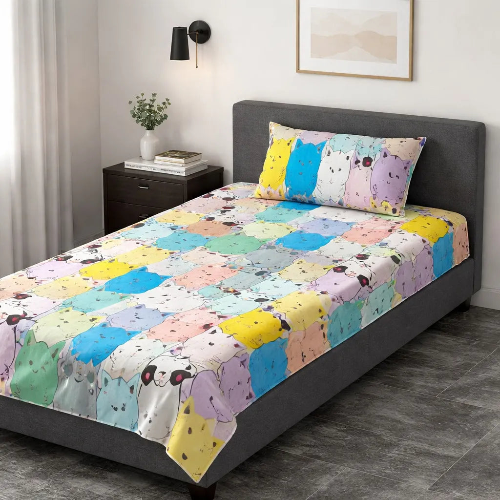 Pinsstripe Printed Bedsheet – Single Bed, 100% Cotton