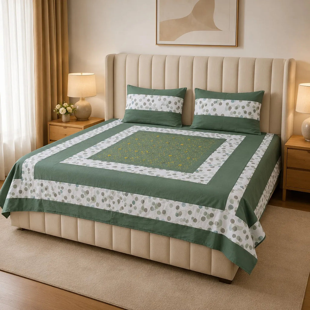 Patched Bedsheet by Pinsstripe– For Double Bed-100% Cotton